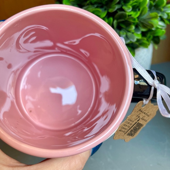 Halloween Pink Ghost HAndpainted Ceramic Coffee mug with Stars & Moons NWT - Picture 4 of 5